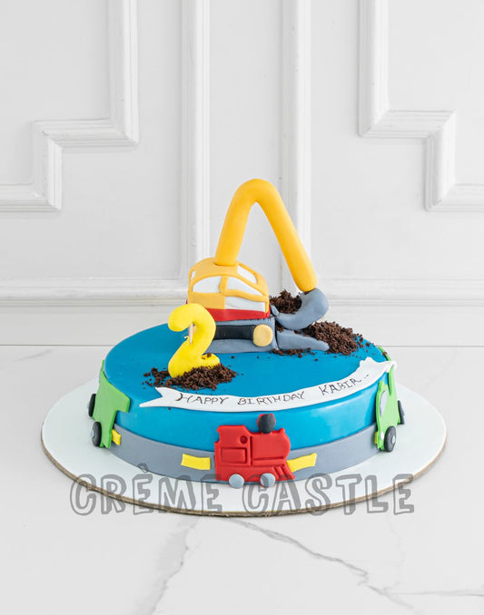 Crane Theme Cake in Blue by Creme Castle