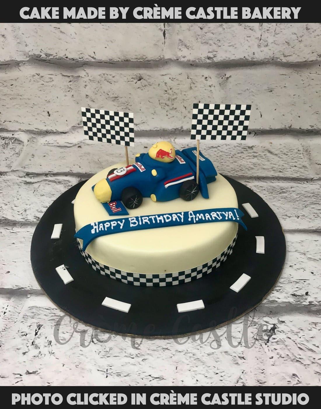 Formula One Race Car Theme Cake