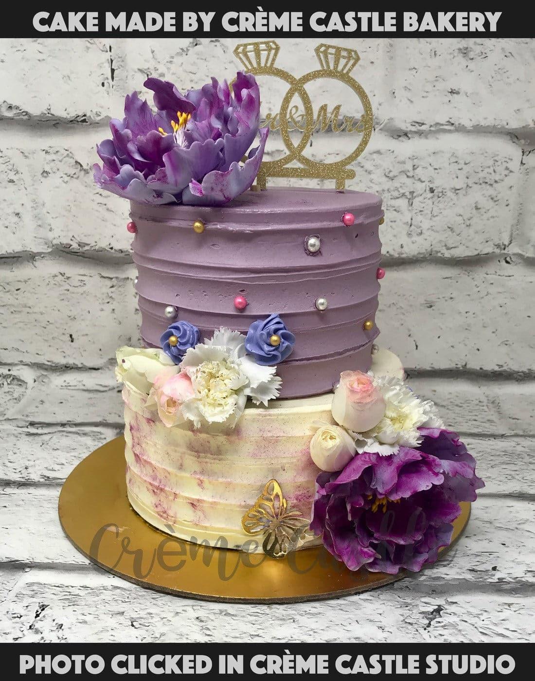 Floral delight in Purple and white - Creme Castle