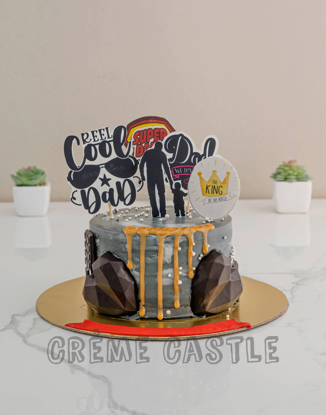 Dad Theme Cake in Grey by Creme Castle
