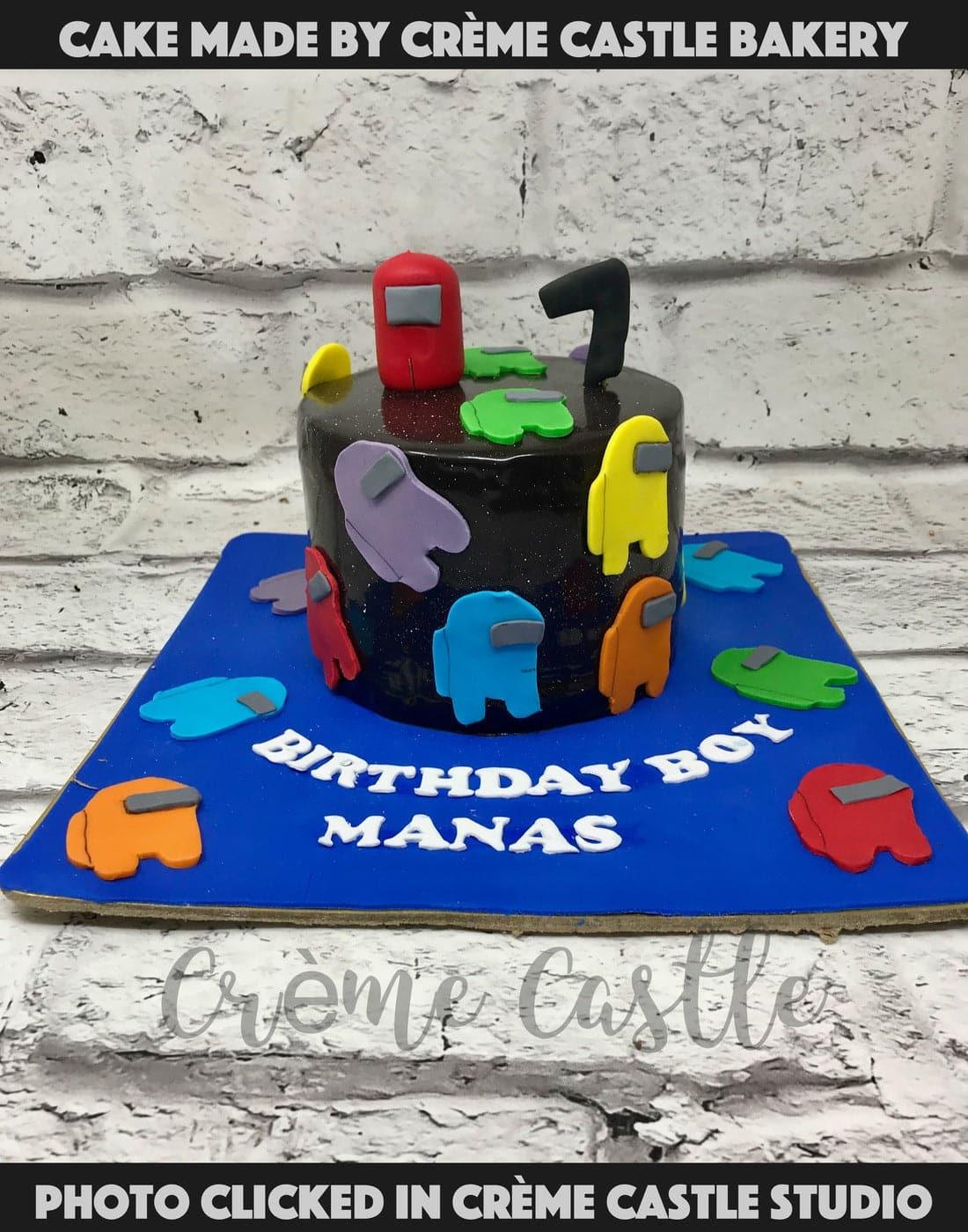 Among us Theme Cake in Chocolate by Creme Castle