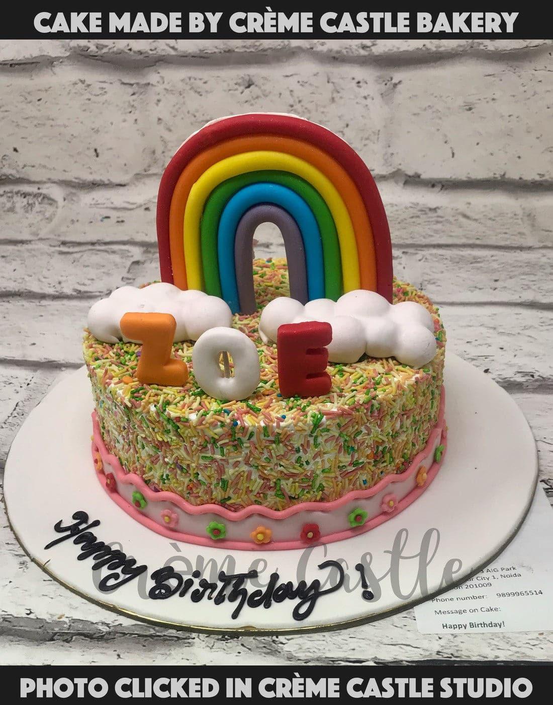 Rainbow Sprinkles Cake - Creme Castle