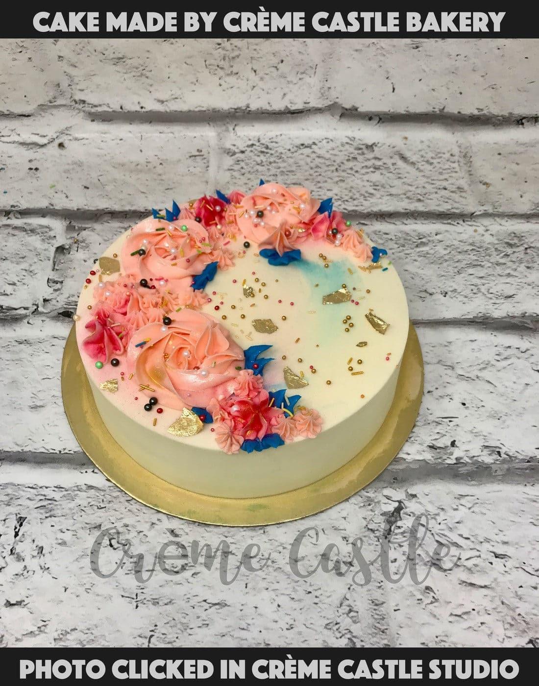 Rose and Gold Cake - Creme Castle