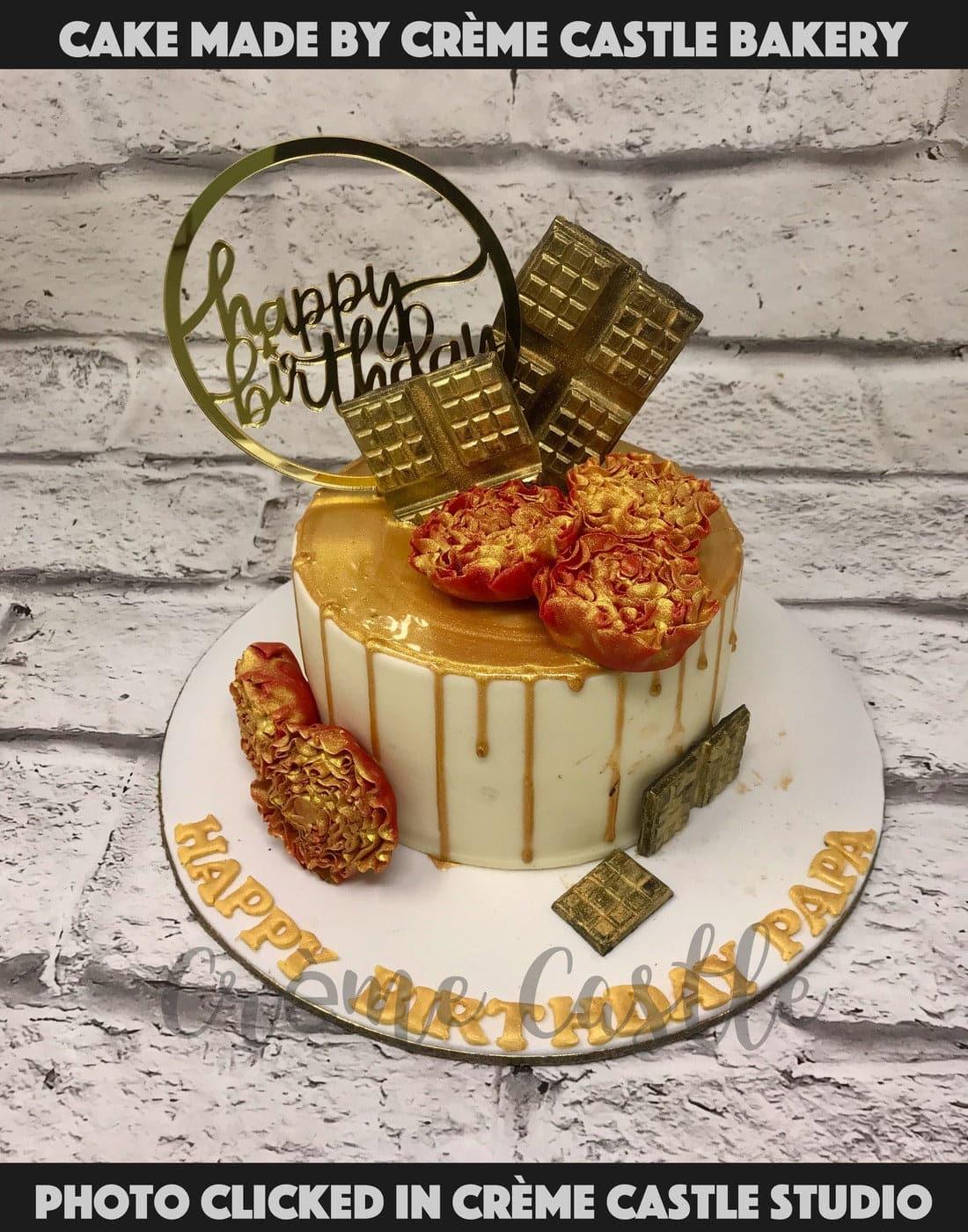 Glitter and Gold Cake - Creme Castle