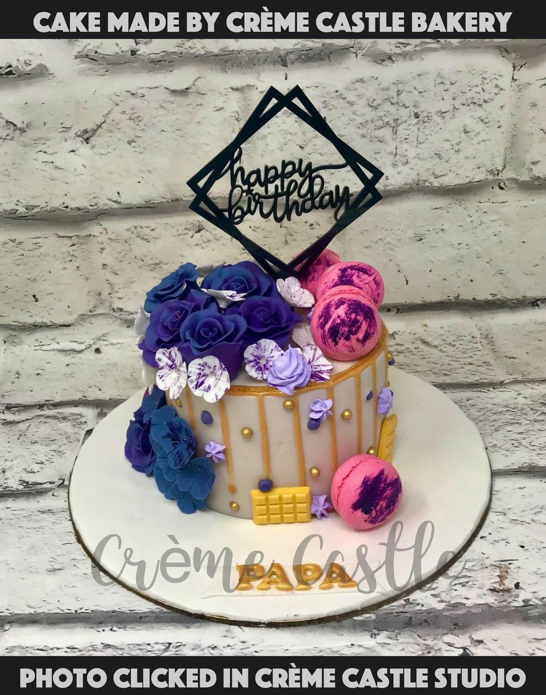 Floral Macaron Cake - Creme Castle