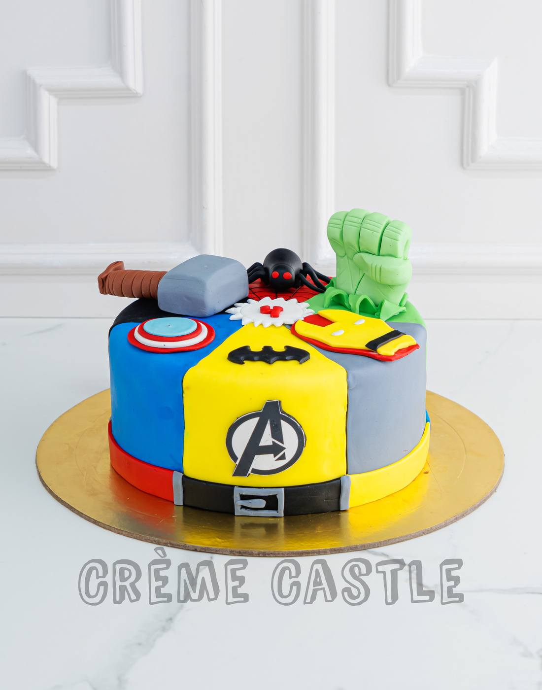 Superhero Theme Cake in Multicolour by Creme Castle