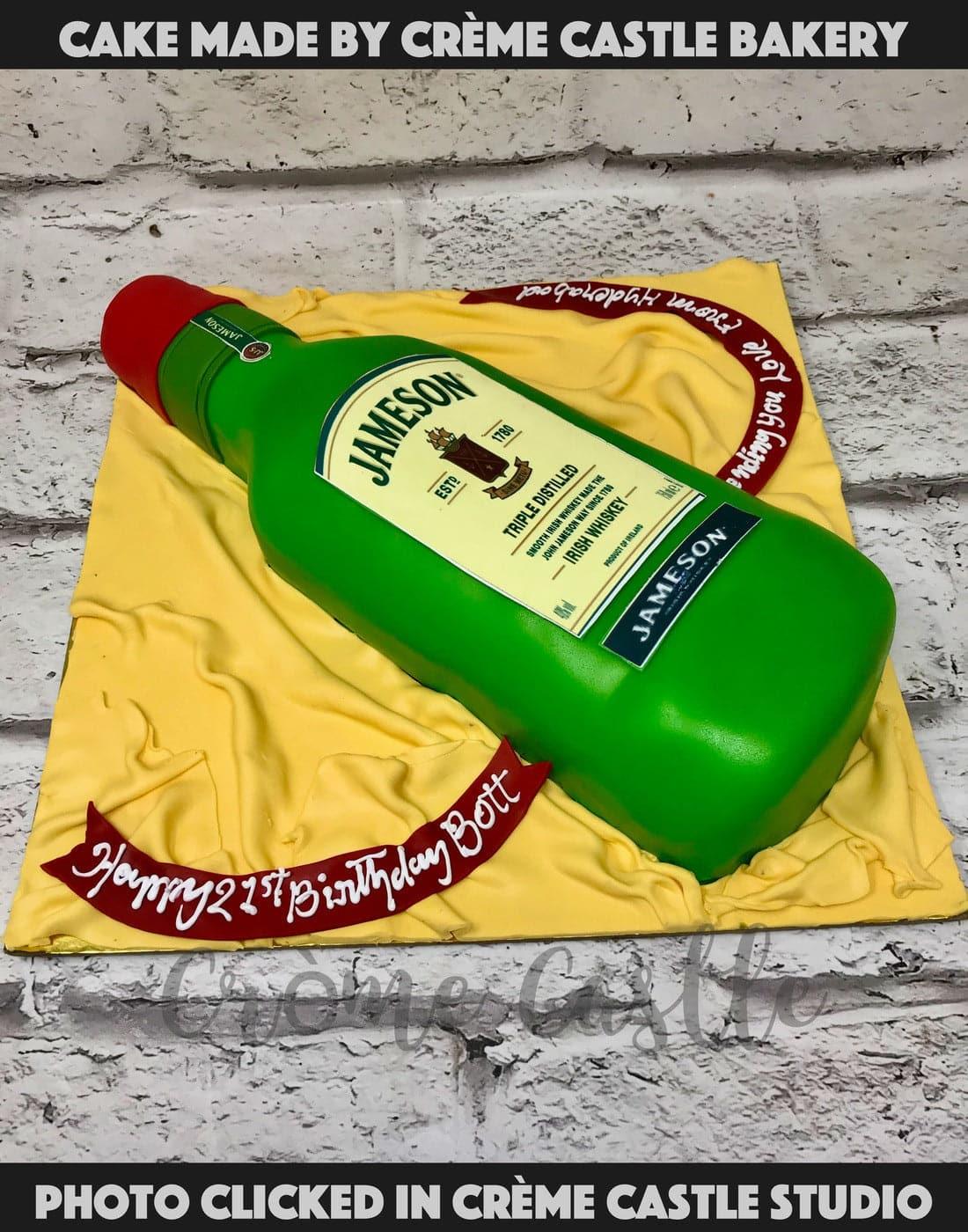Whiskey Bottle Cake - Creme Castle