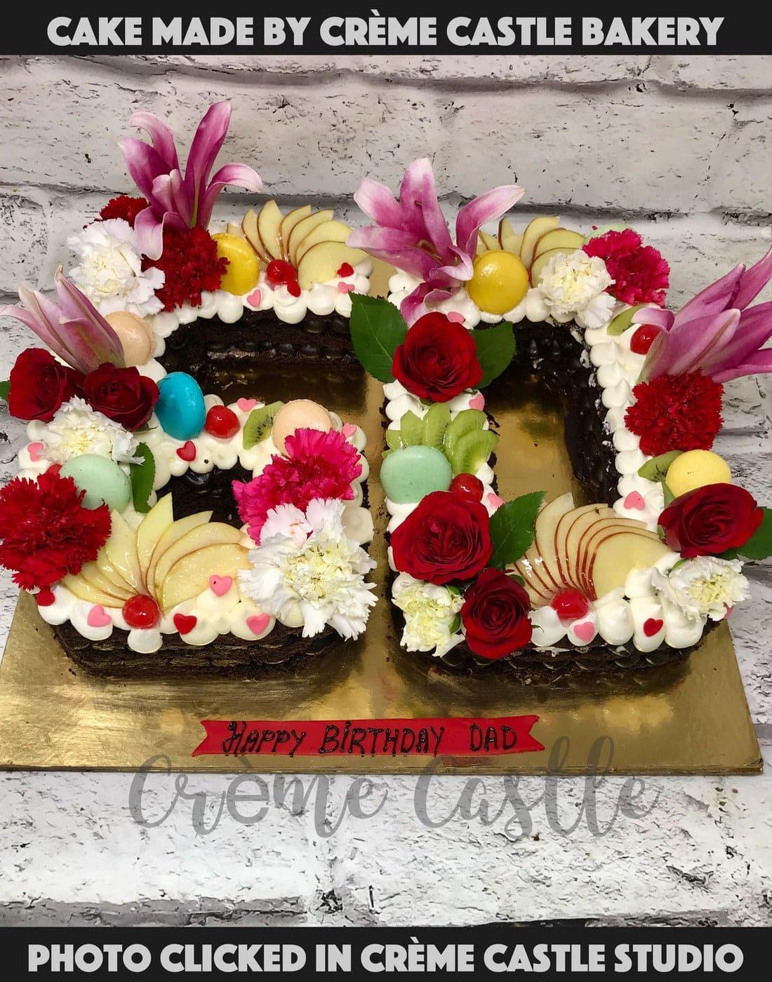 Floral number cake for 60th birthday ✨ Cake flavor: red velvet & carrot cake  with cream cheese frosting 📍Cainta, Rizal 📩DM us f... | Instagram