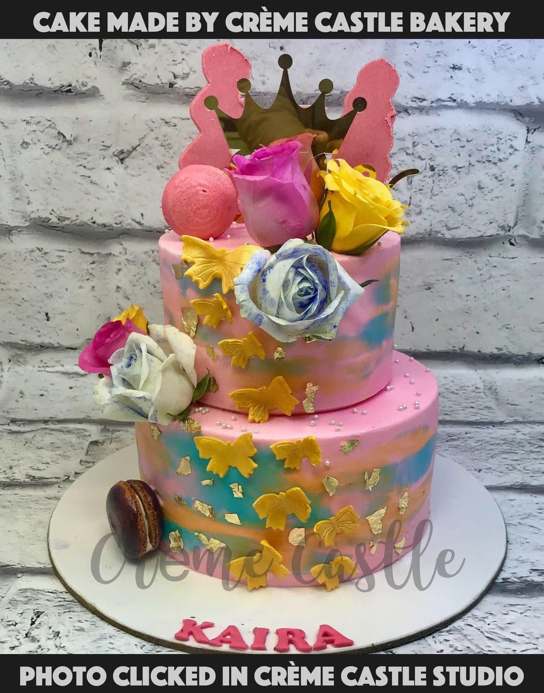 Crown Macaron Cake - Creme Castle