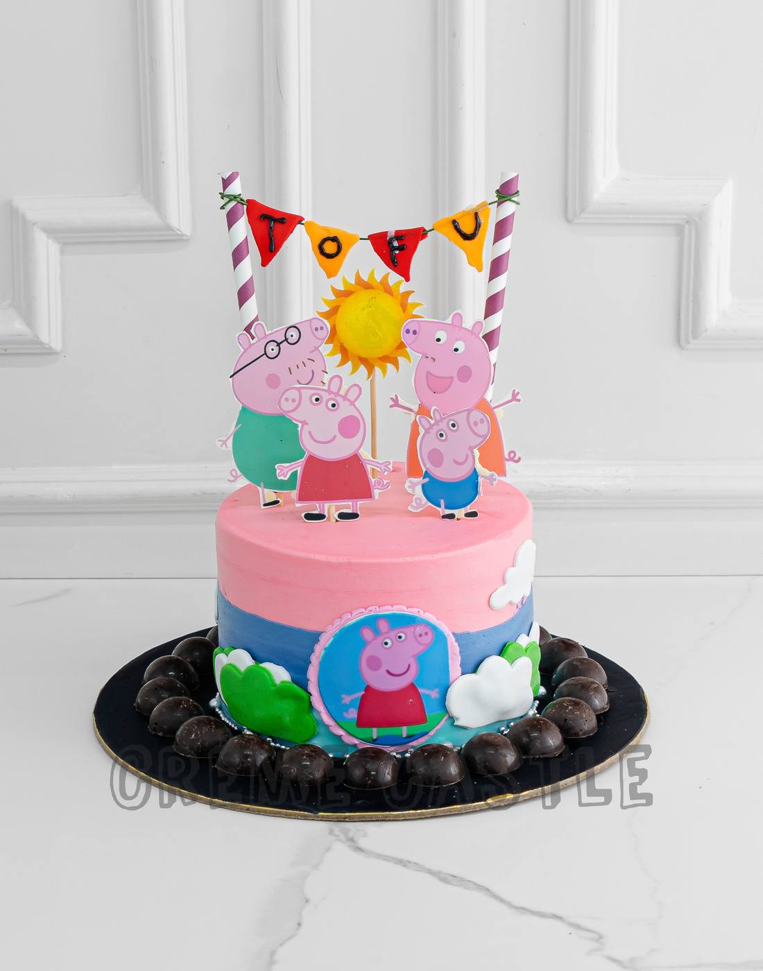 Peppa Pig with Butterfly theme Cream Cake  Dough and Cream