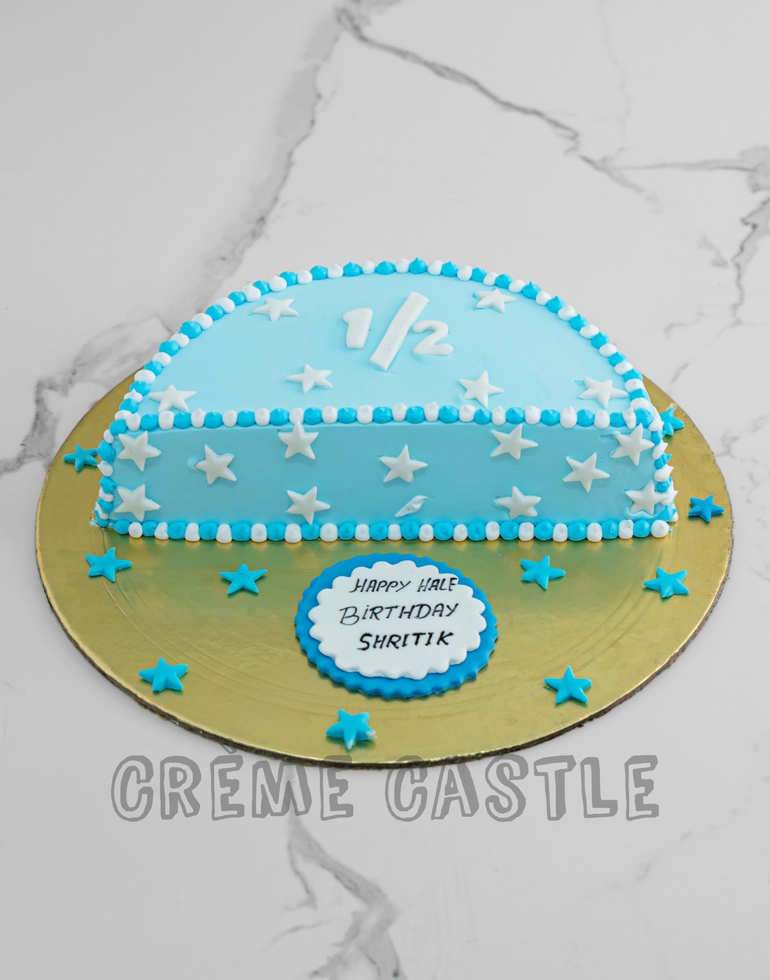 6 Months cake in Classic Blue by Creme Castle