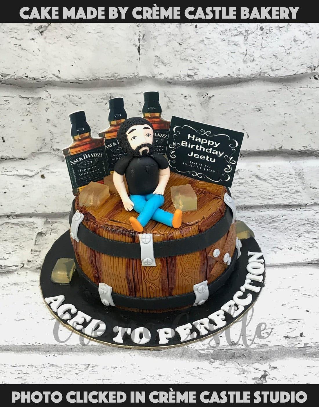 Whiskey Barrel Cake - Creme Castle