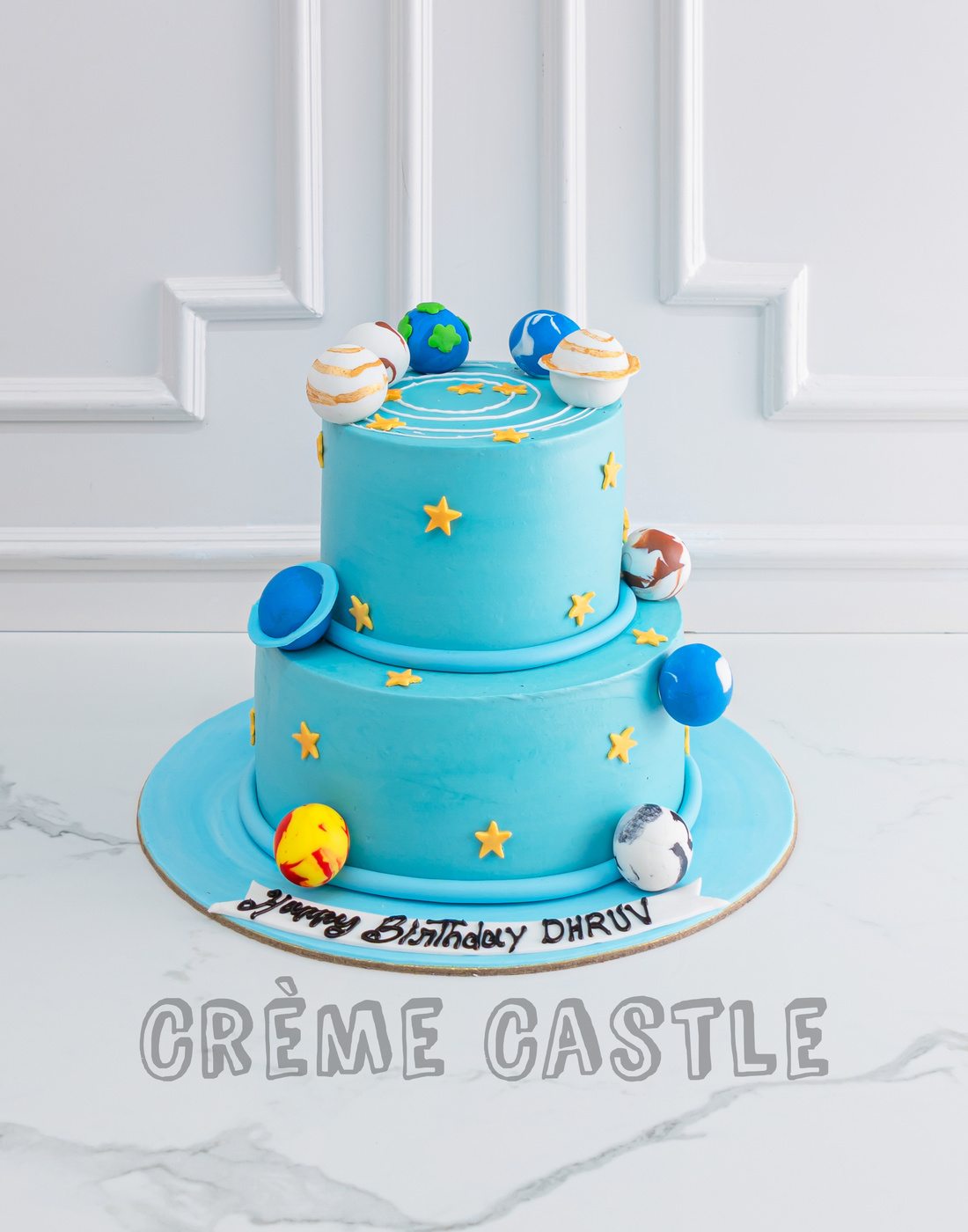 Solar System Cake in Blue by Creme Castle