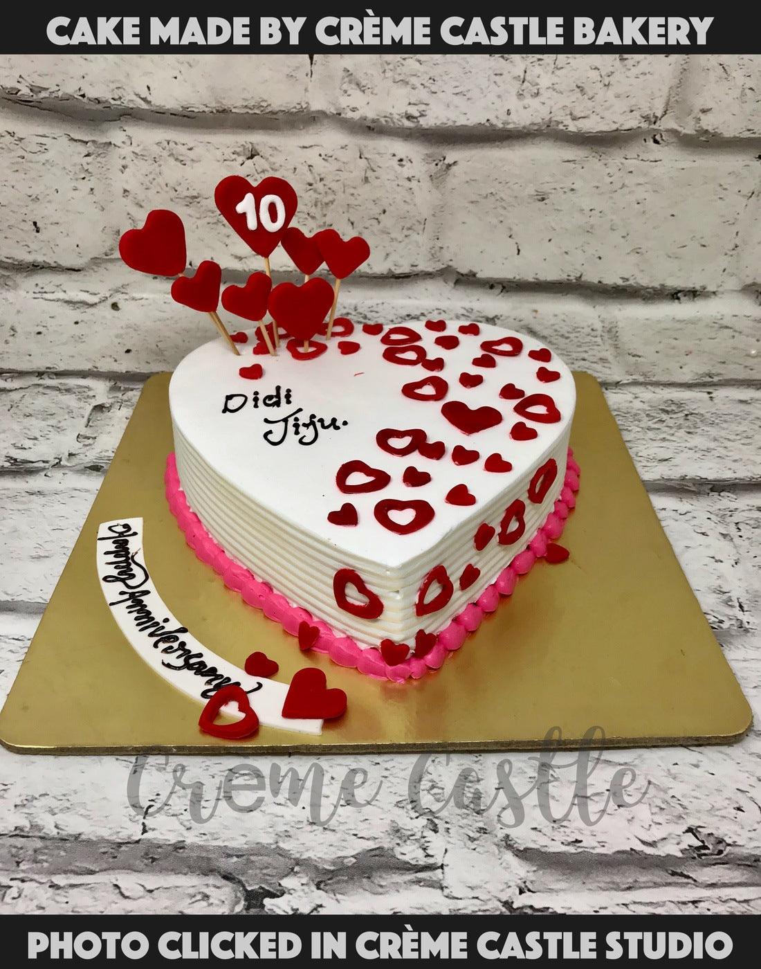 Red Anniversary Cakes With Couple Name Edit Online Free