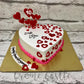 Red Hearts on White Cake - Creme Castle
