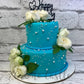 White Roses on Blue Cake - Creme Castle