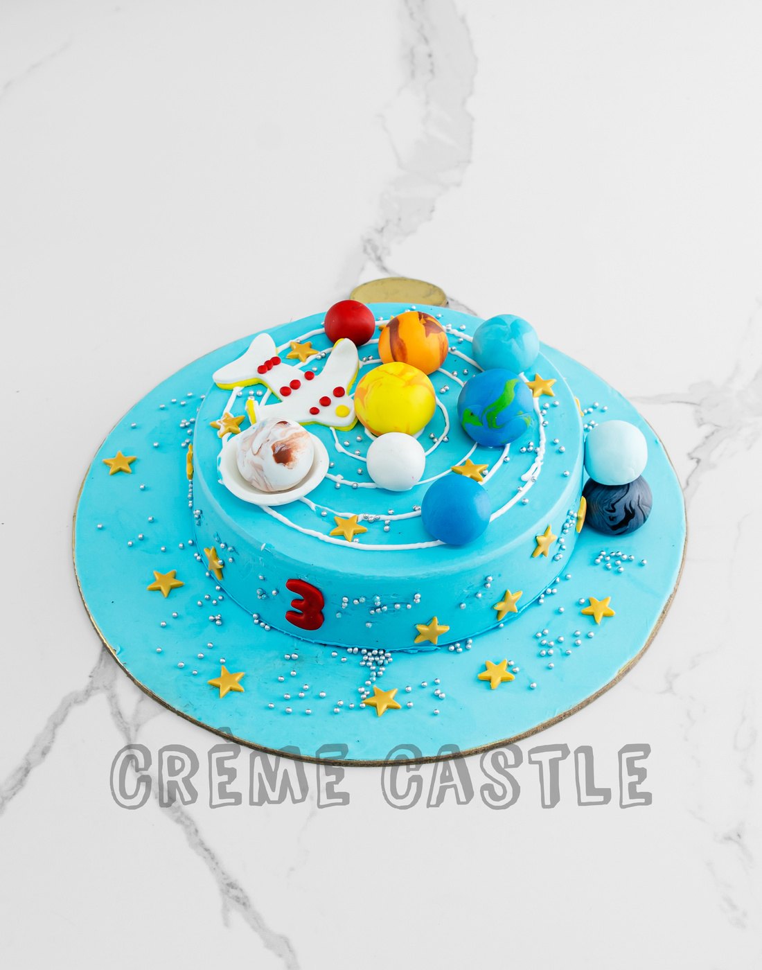 Solar System Blue Cake - Creme Castle