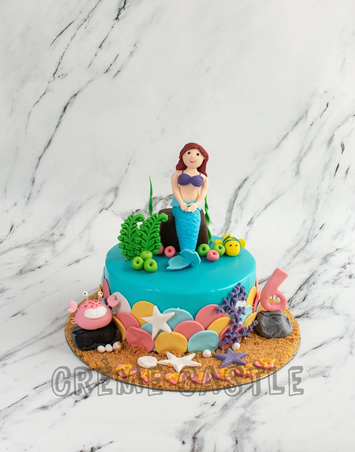 Mermaid Theme Cake with Ariel by Creme Castle