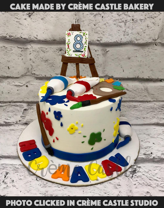 Painting Theme Cake with Canvas by Creme Castle