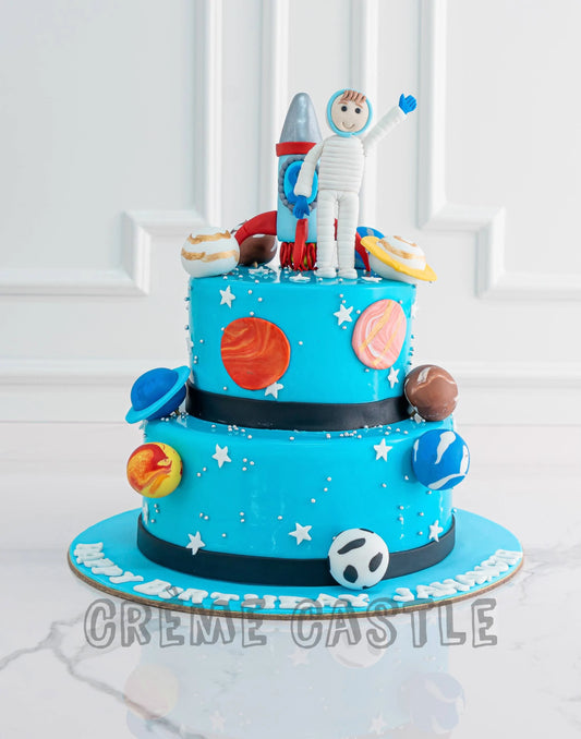 Solar System Theme Cake with Astronaut by Creme Castle