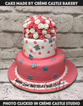 White Pink Roses Cake
