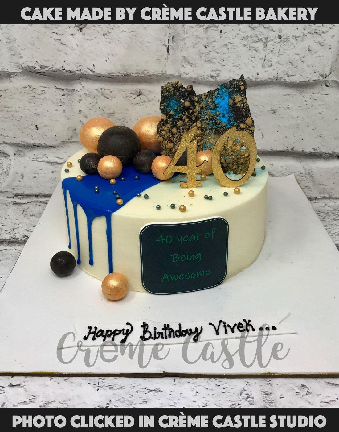Blue Gold Cake - Creme Castle