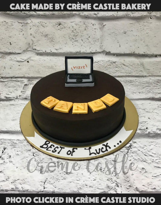 Brown Workaholic Cake - Creme Castle