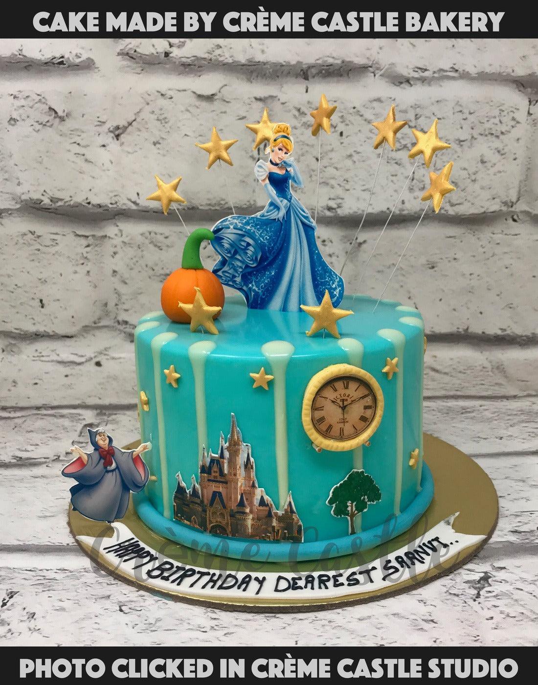 Cinderella Theme Cake in Blue by Creme Castle