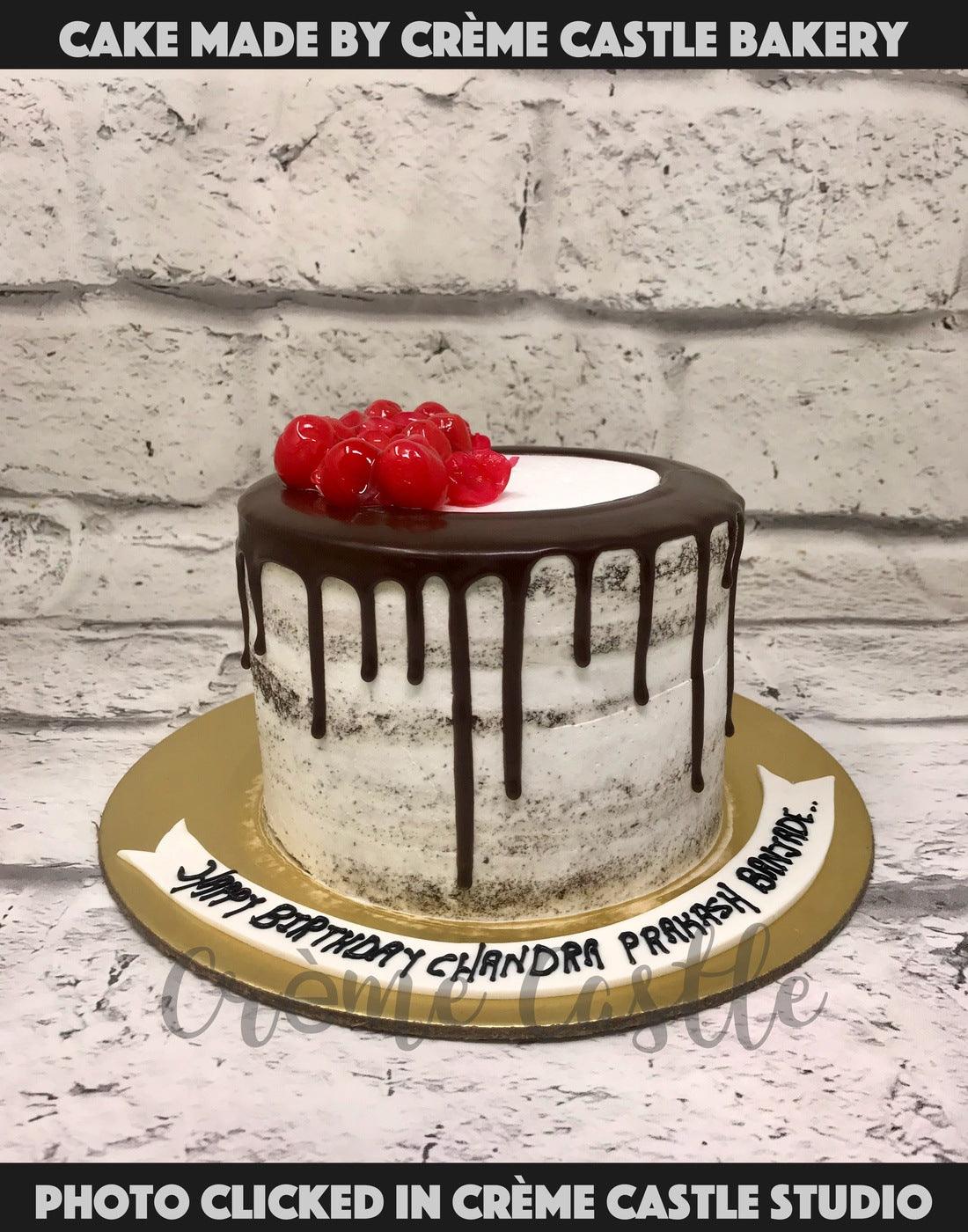 Cherry and Chocolate Drip Cake - Creme Castle