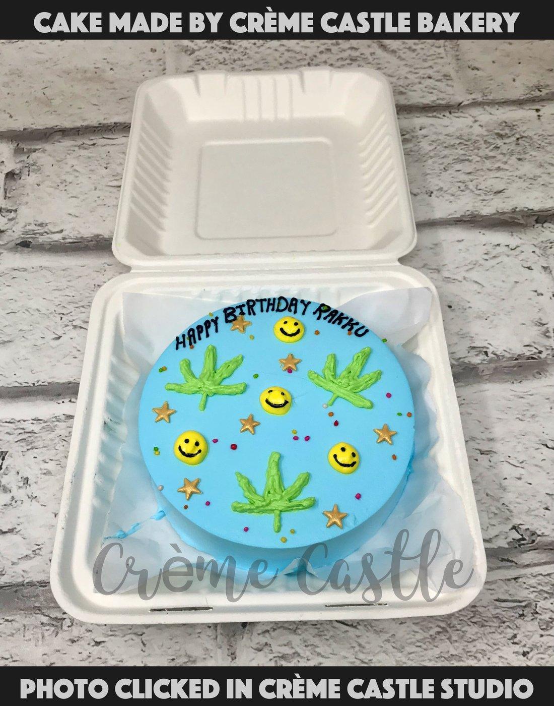 Marijuana Smiley Cake - Creme Castle
