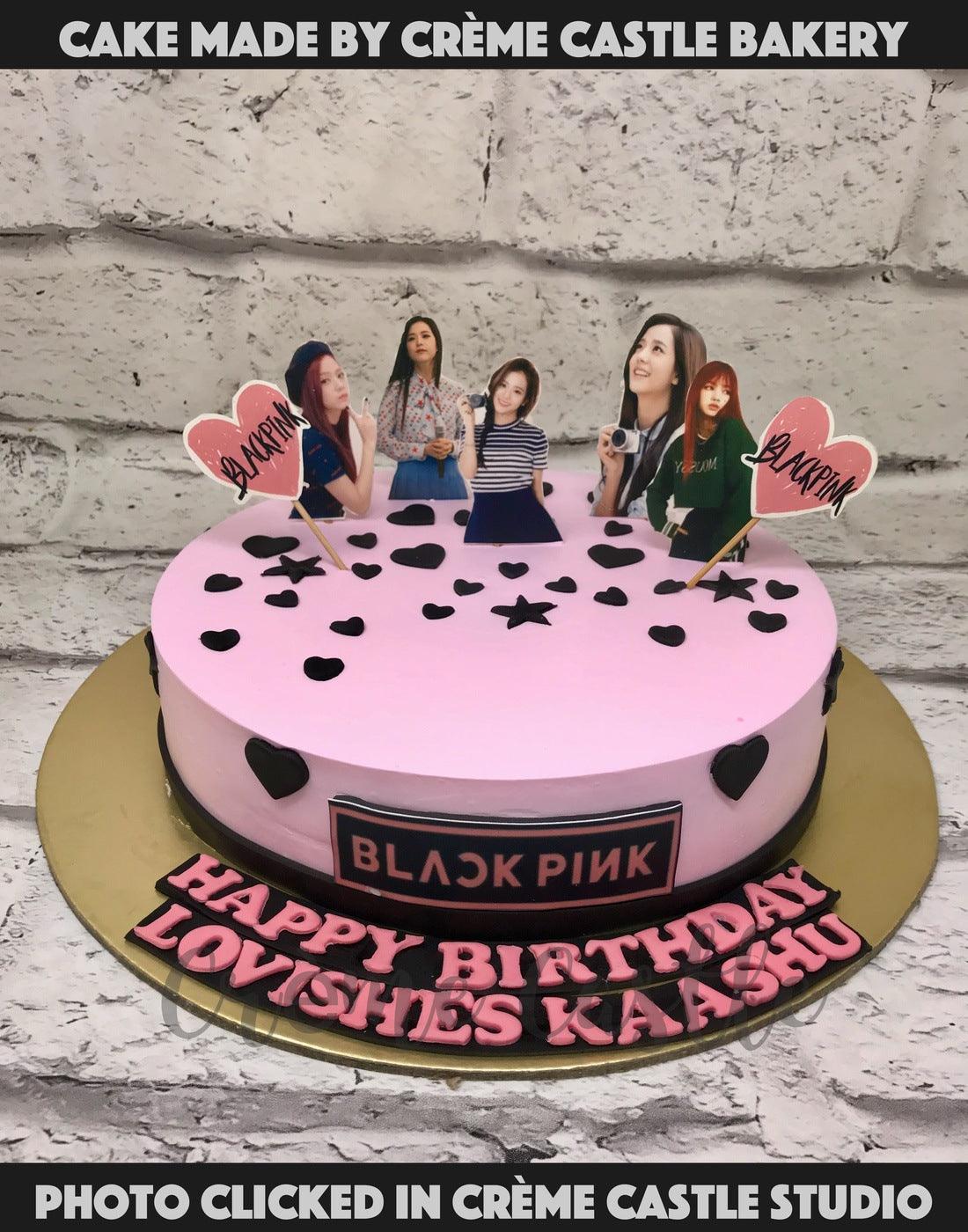 Blackpink Theme Cake with Hearts by Creme Castle