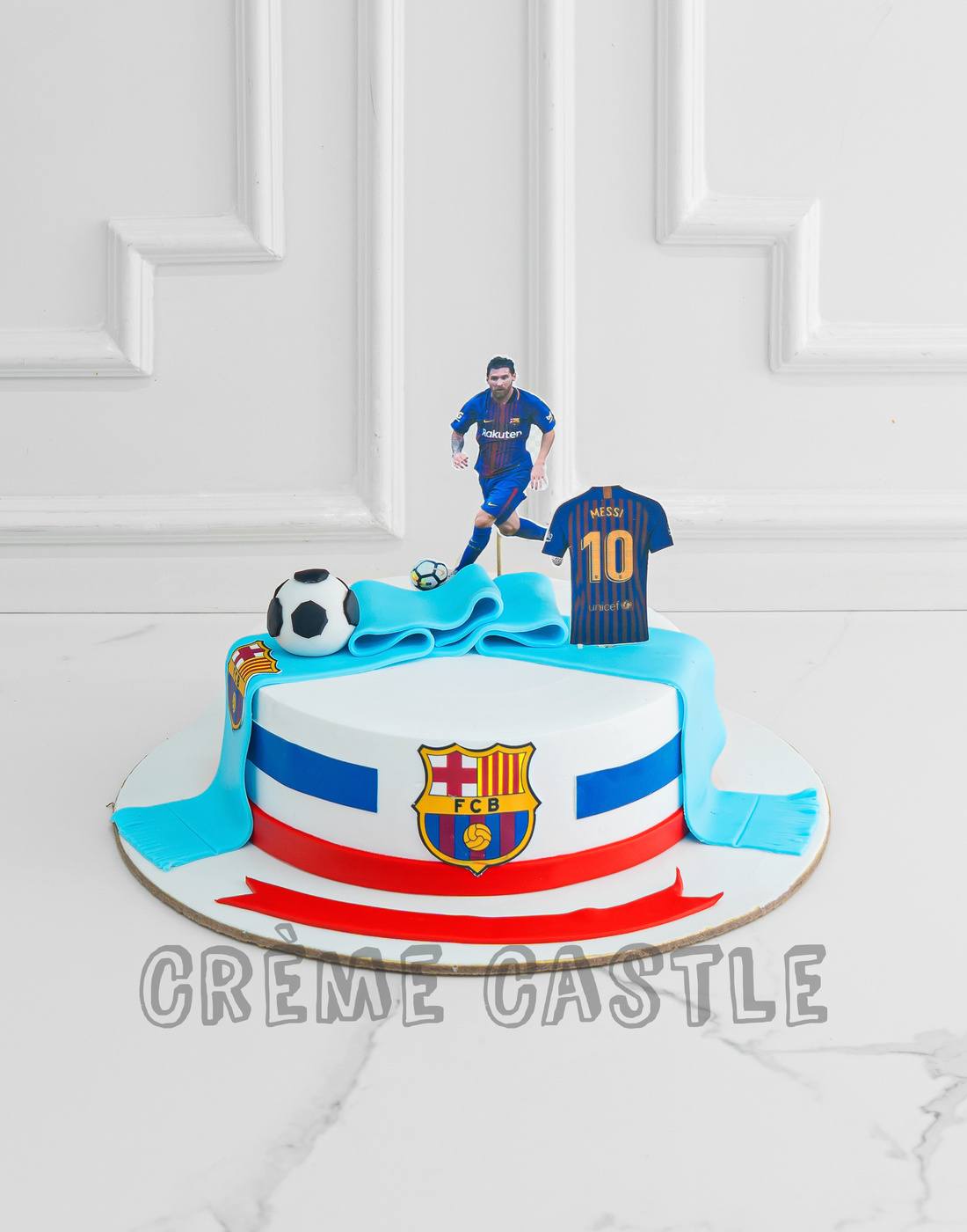 Messi Theme Cake in Football by Creme Castle
