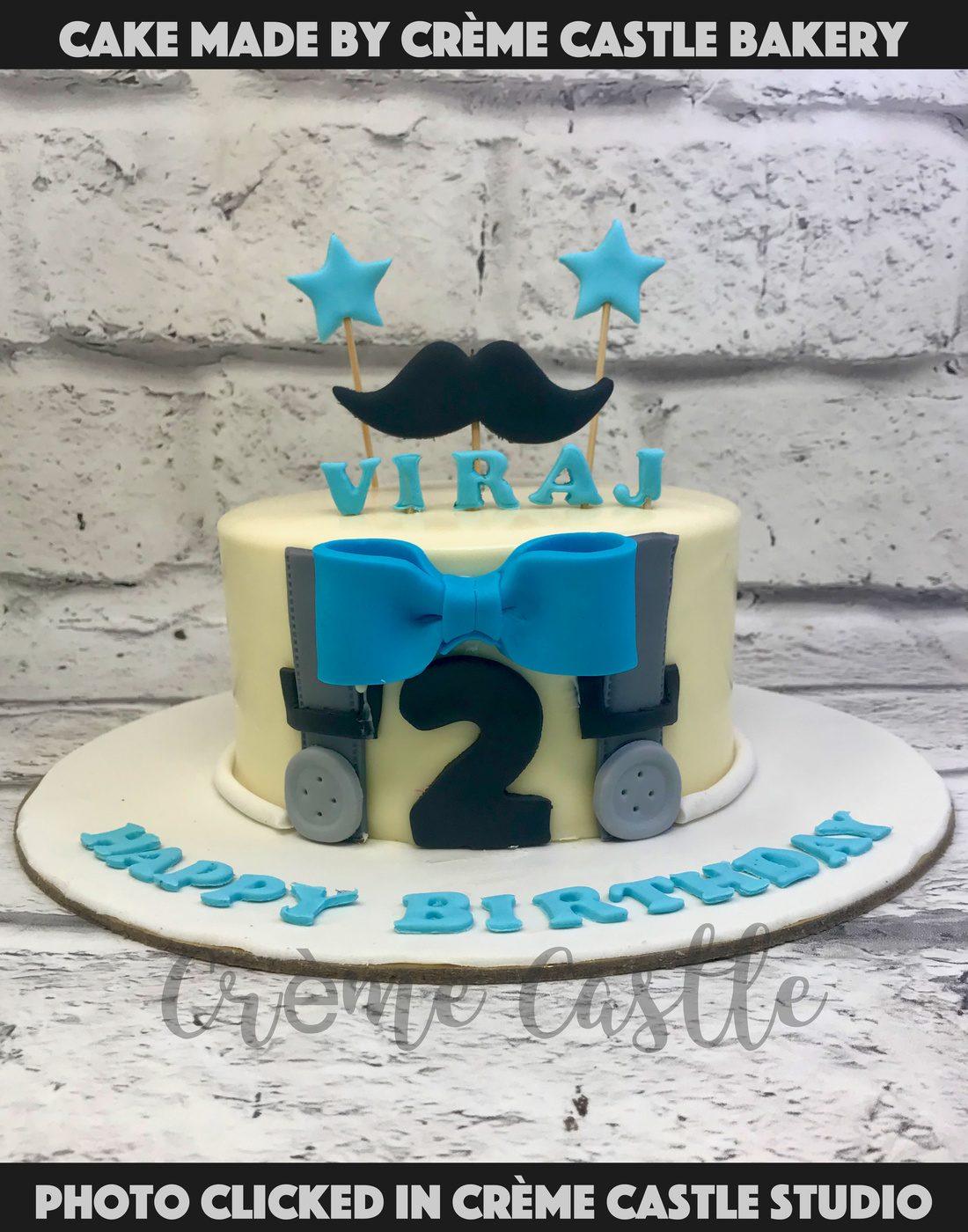 Blue Bow Cake - Creme Castle