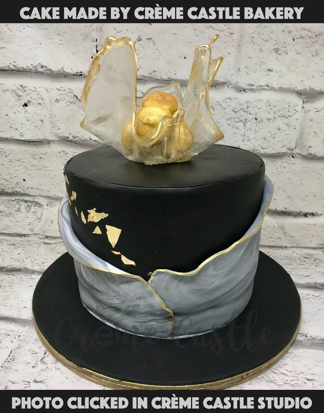Gold Macaron Cake - Creme Castle