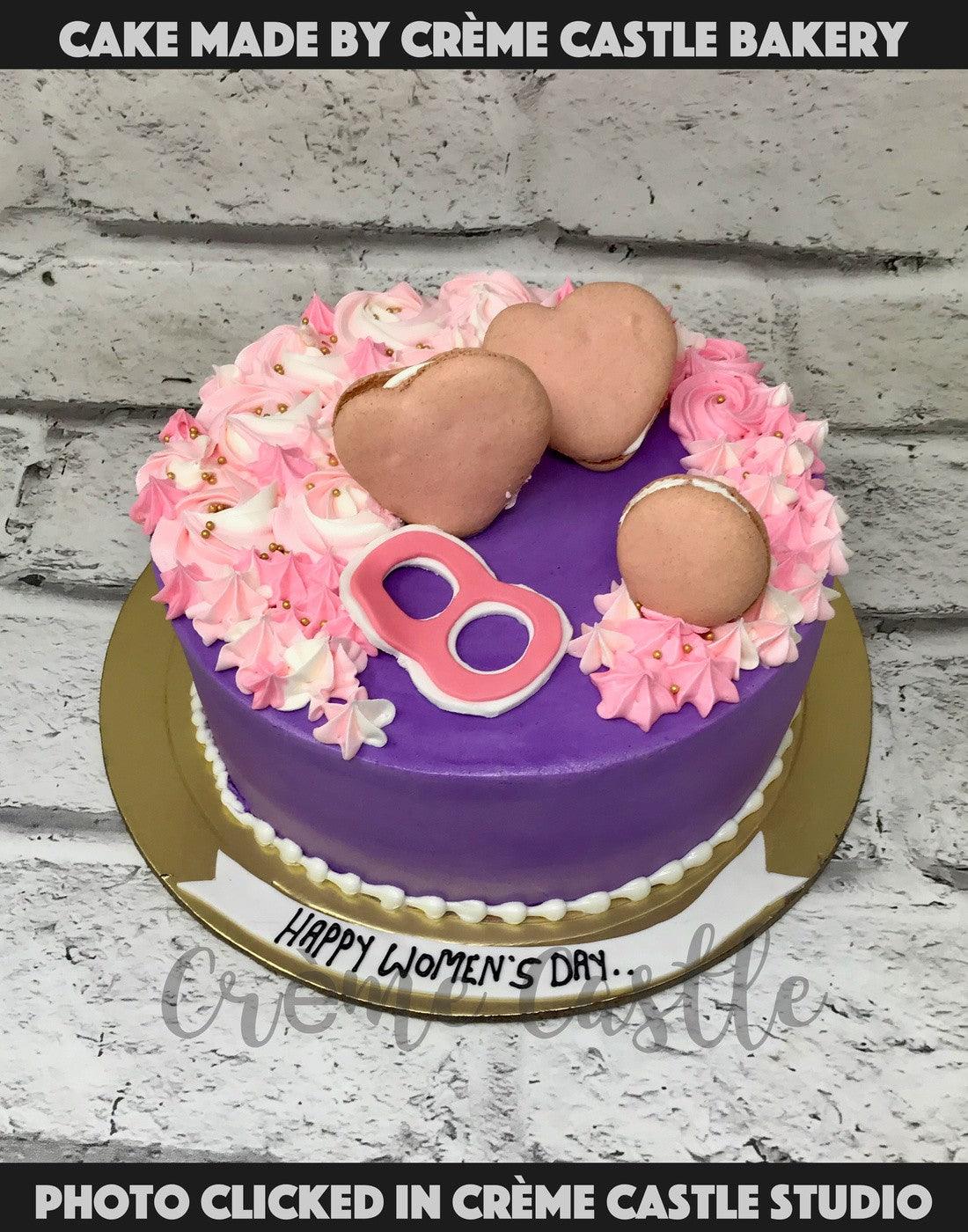 Pink Macaron Heart Cake - Creme Castle