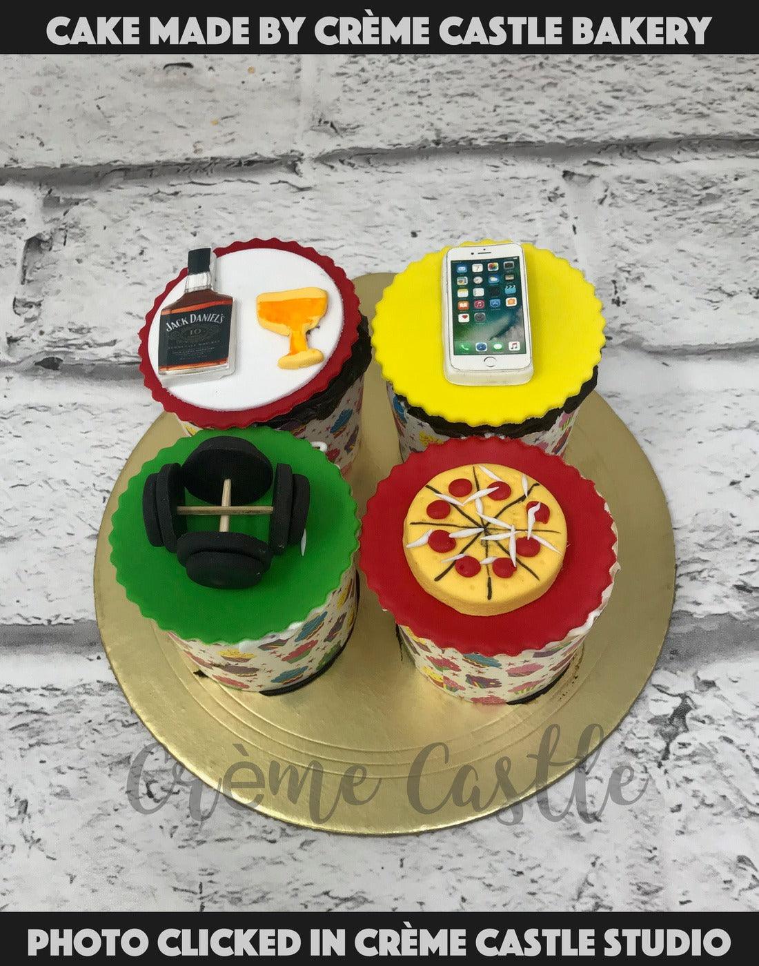 Pizza and Gym Cupcakes - Creme Castle
