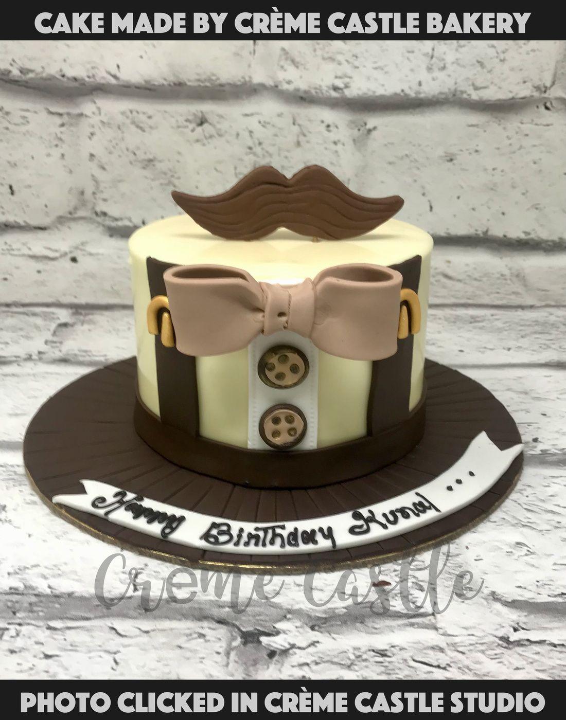 Gentleman in Brown Bow Cake - Creme Castle