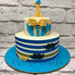 Blue Stripes and Bowtie Cake - Creme Castle