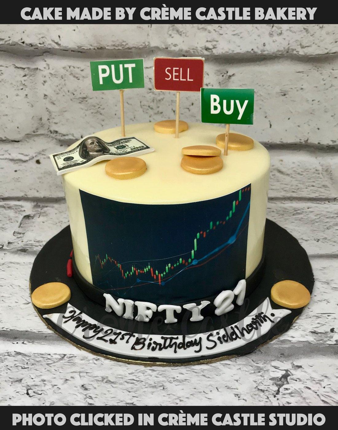 Stock Market Theme cake with Graph by Creme Castle