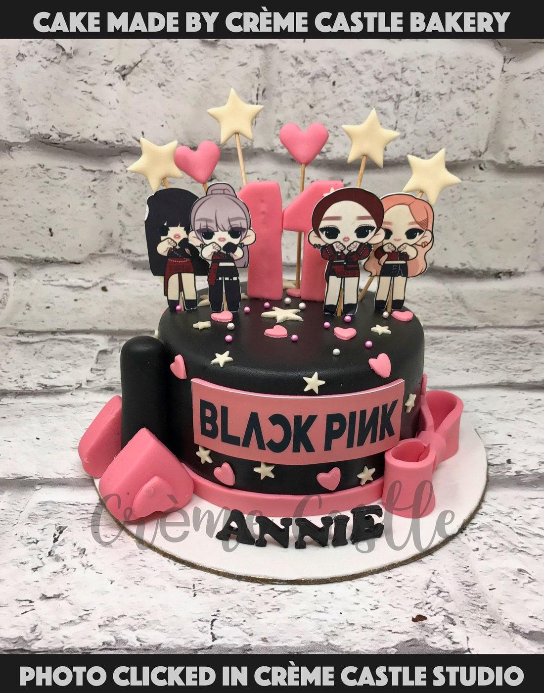 EDIBLE Black Pink kpop Cake Topper Birthday Party Wafer Paper 19cm (uncut)  | eBay
