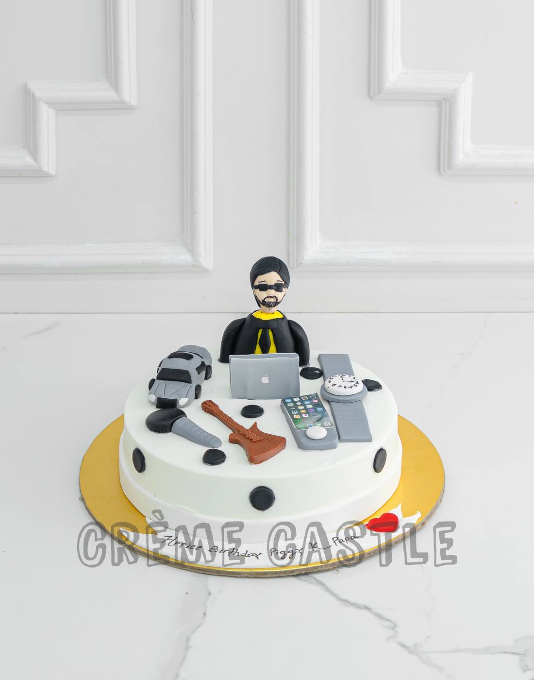 White Workaholic Cake - Creme Castle