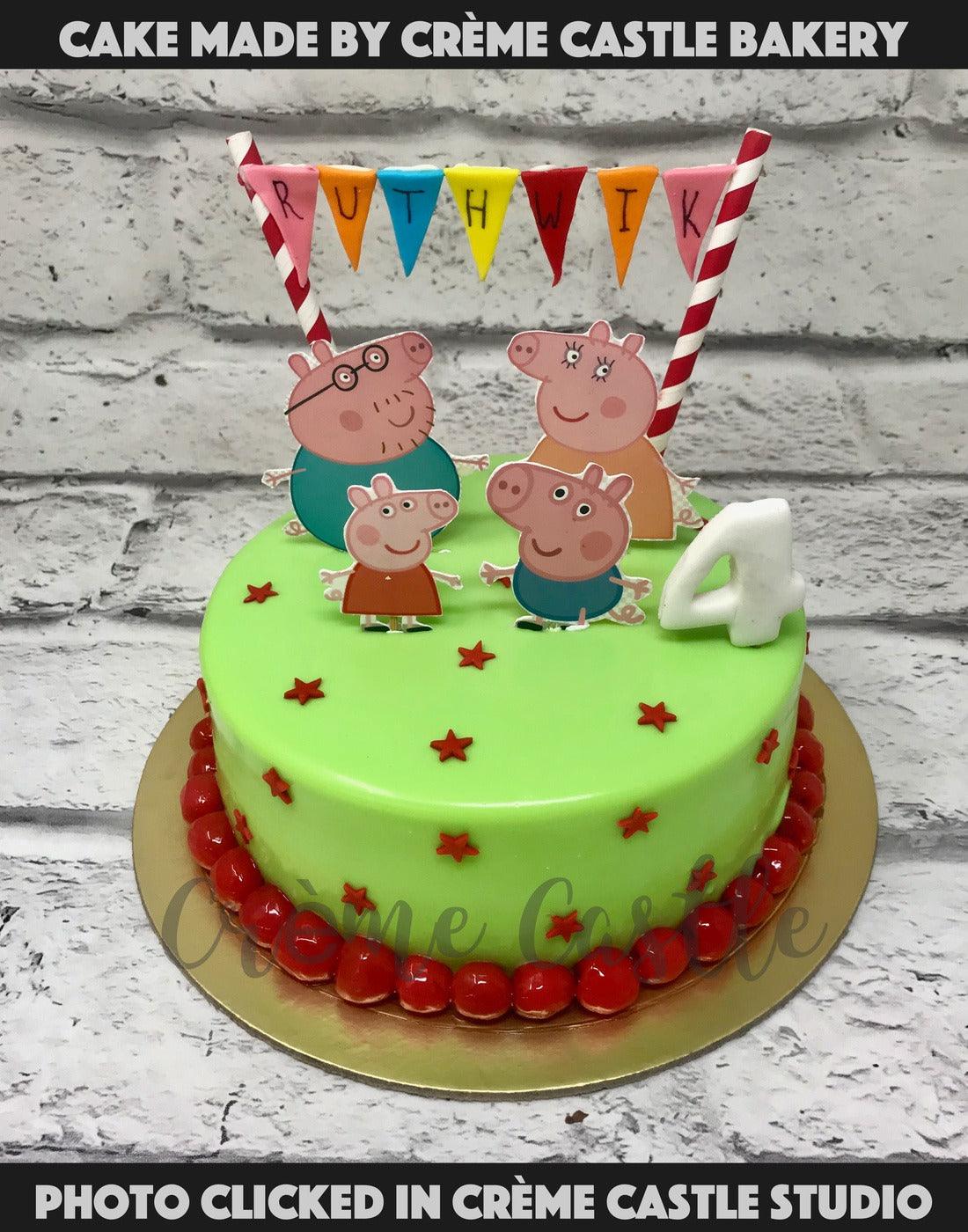 Peppa and Family Green Cake - Creme Castle