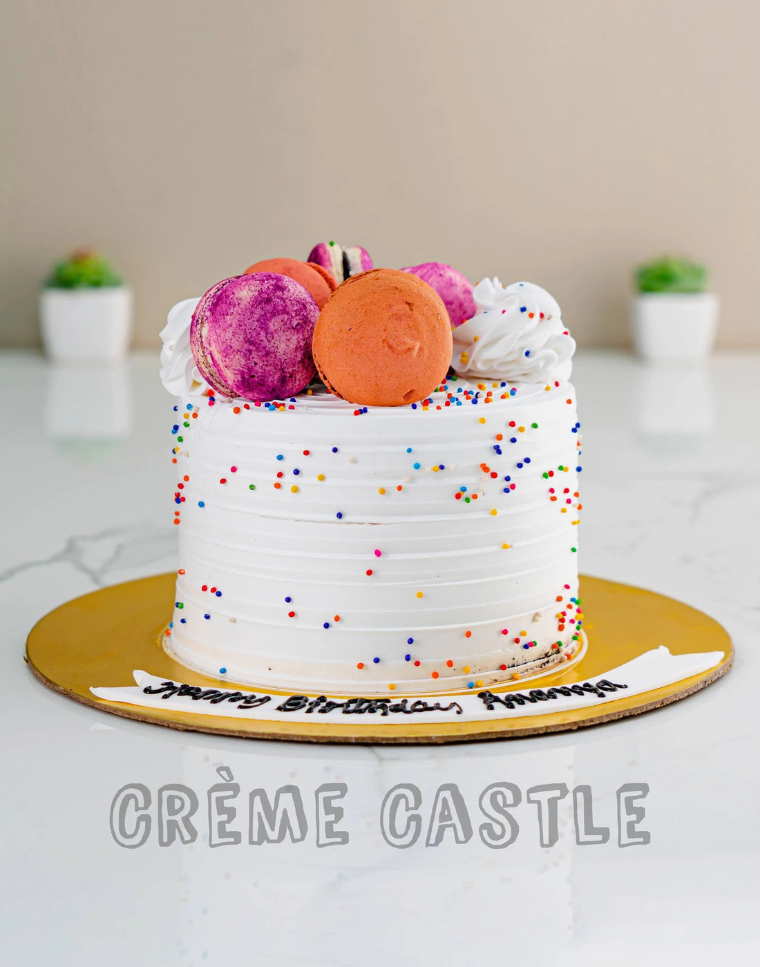 Macaron Theme cake with Sprinkles by Creme Castle