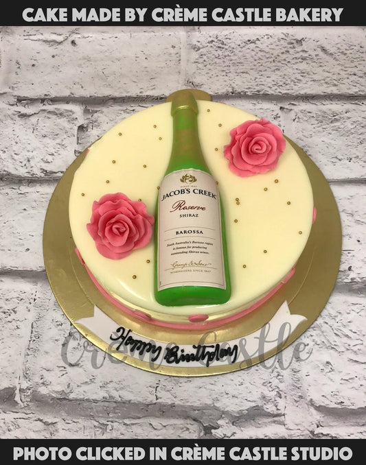 Wine Rose Cake - Creme Castle