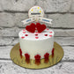 Red Hearts on White Cake - Creme Castle