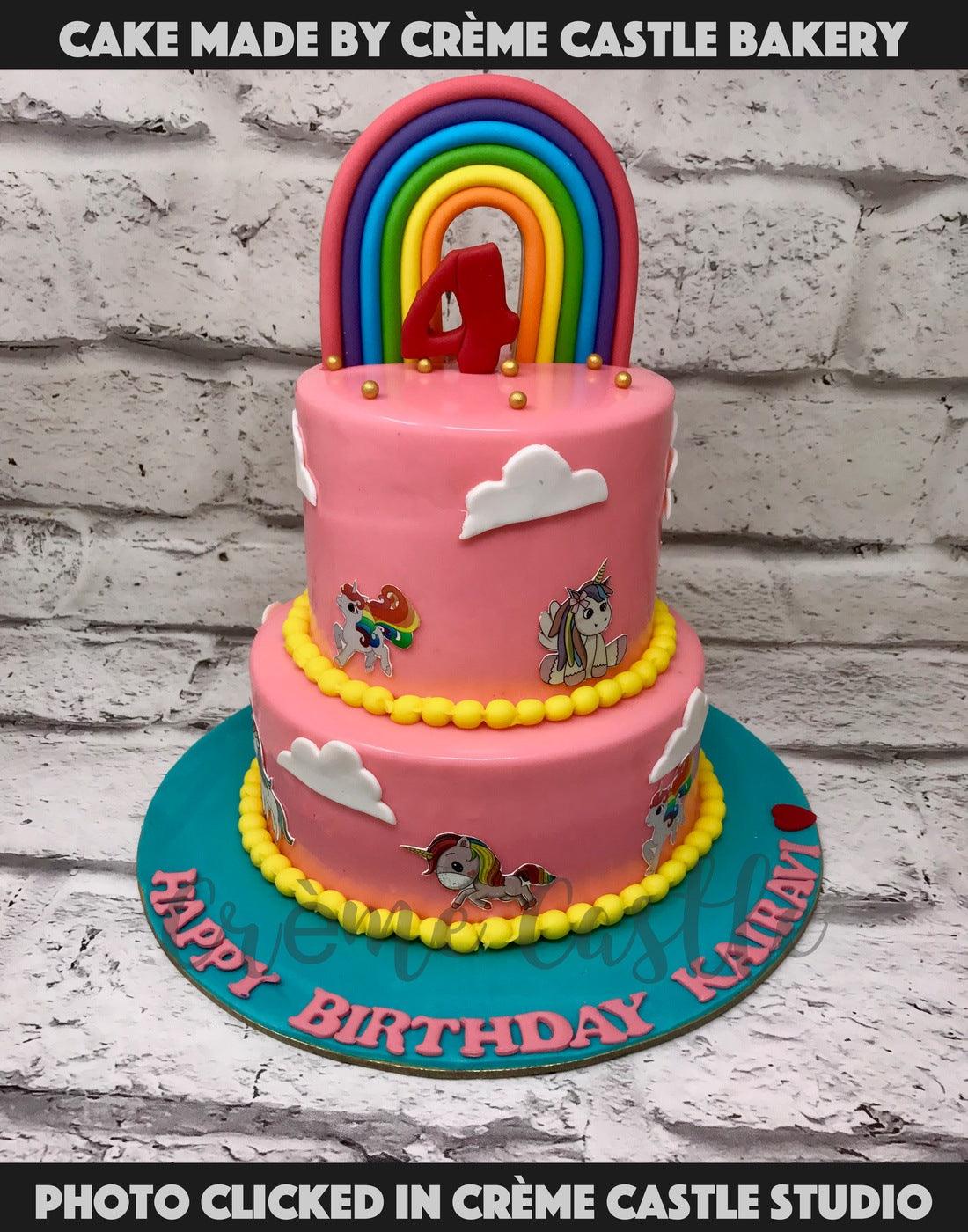 Unicorn Pink Rainbow Cake - Creme Castle