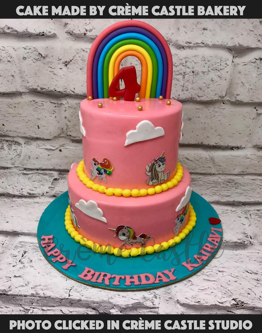 Unicorn Pink Rainbow Cake - Creme Castle