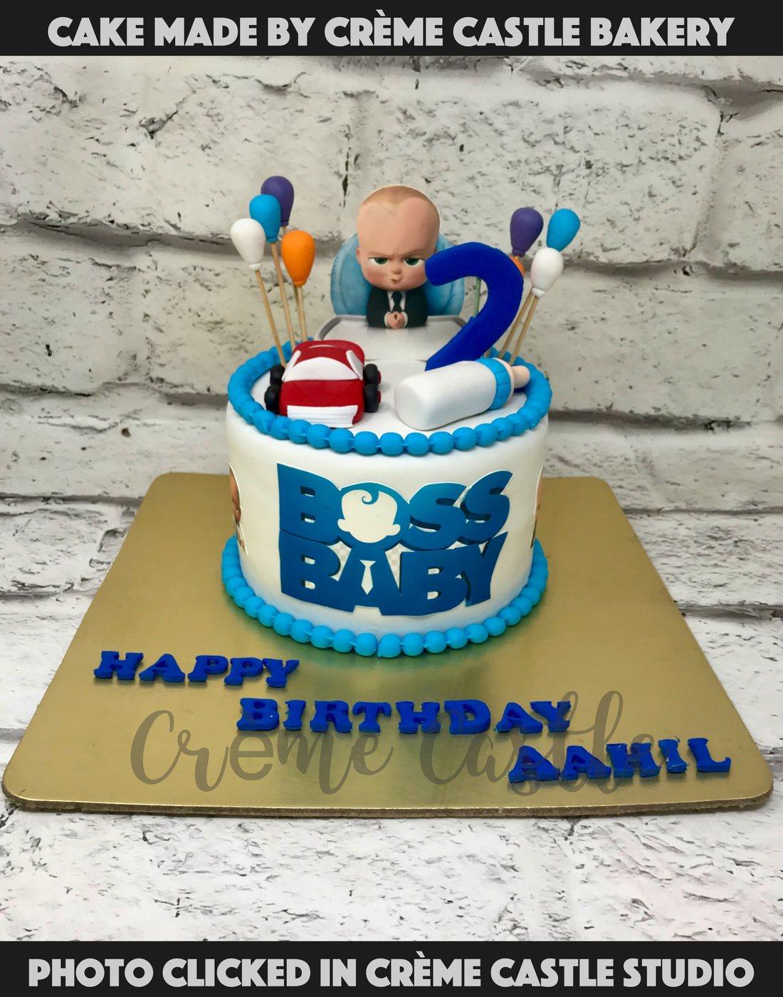 Boss Baby and Balloons Cake - Creme Castle