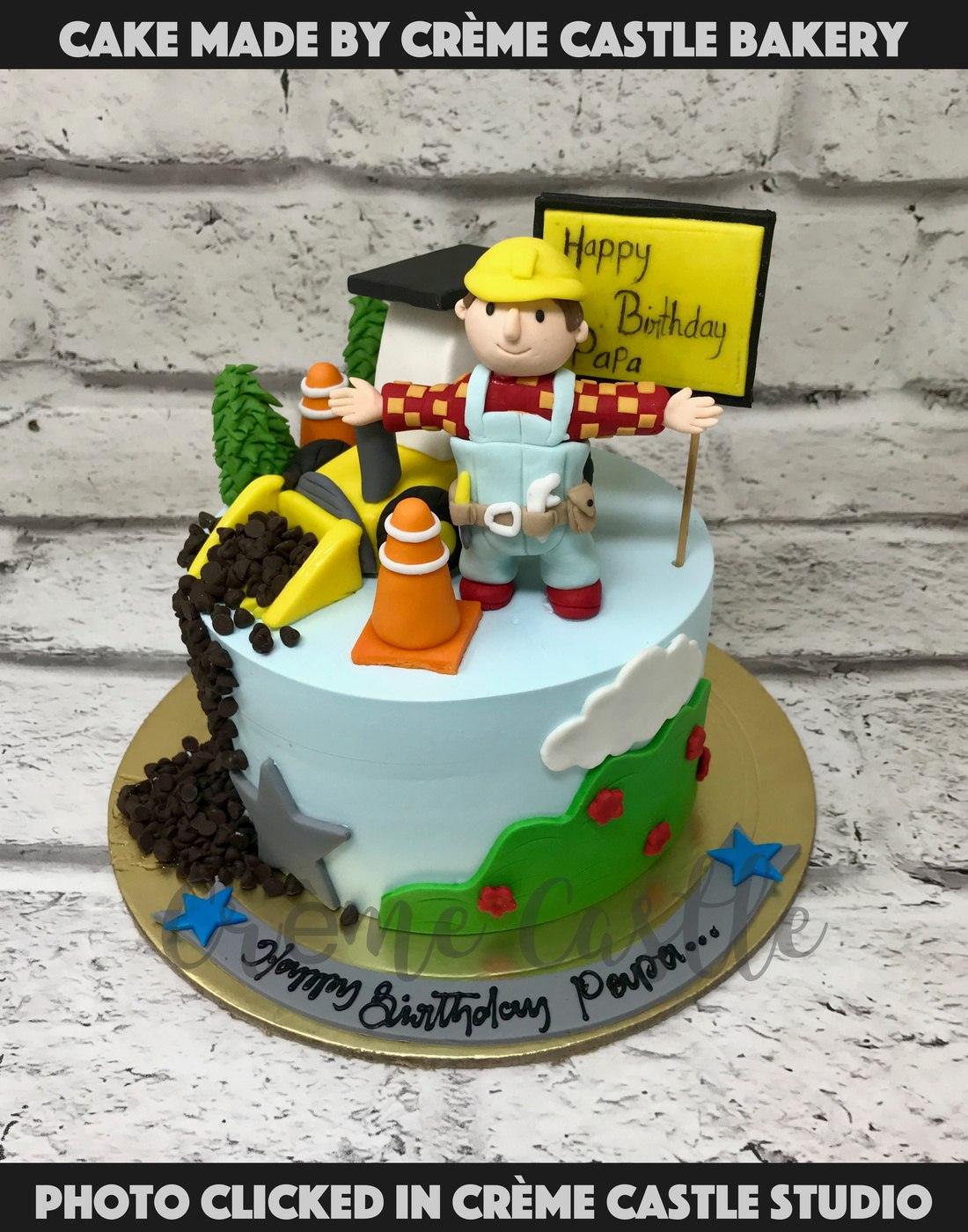 Construction theme cake with Crane by Creme Castle