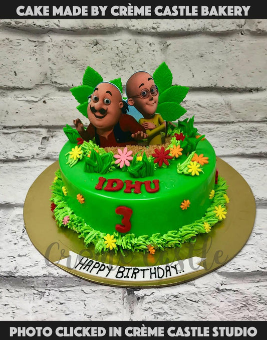 Motu Patlu Garden Cake - Creme Castle